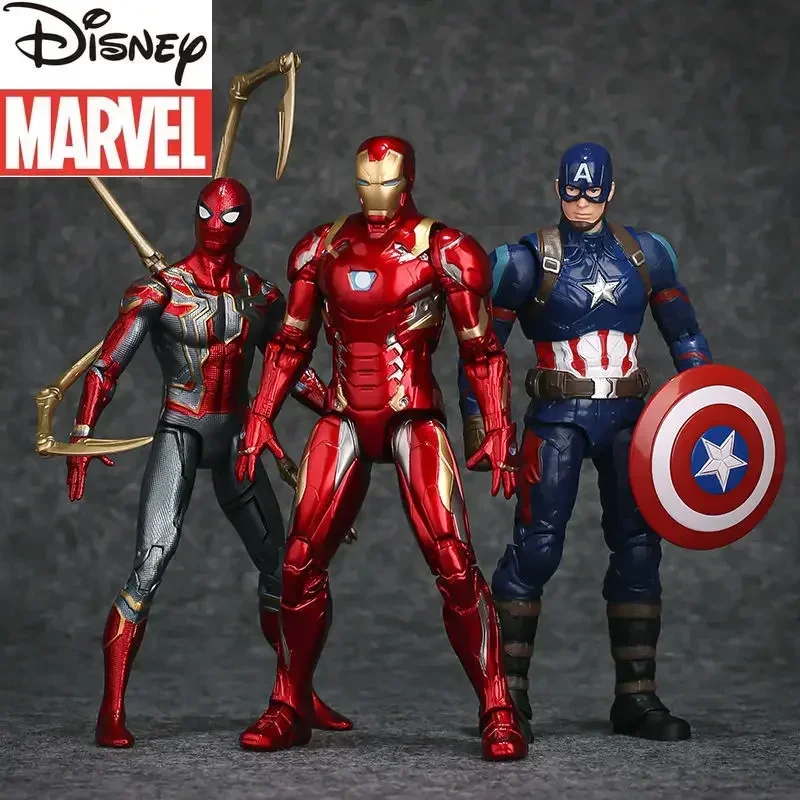 Kotak hadiah mainan anak-anak Iron Man, mainan anak Disney Marvel, boneka bisa digerakkan, Model boneka legenda, Avengers Tony Stark