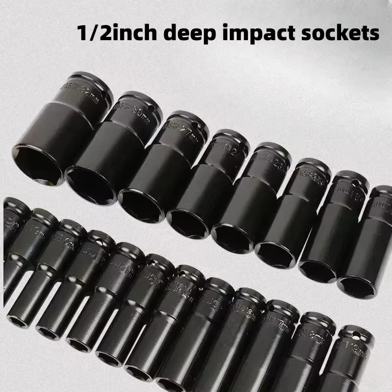 

10pcs 1/2" Drive Metric Impact Socket Set Universal Socket Metric Drive Deep Socket Set Wrench for Air Pneumatic Repair Tools