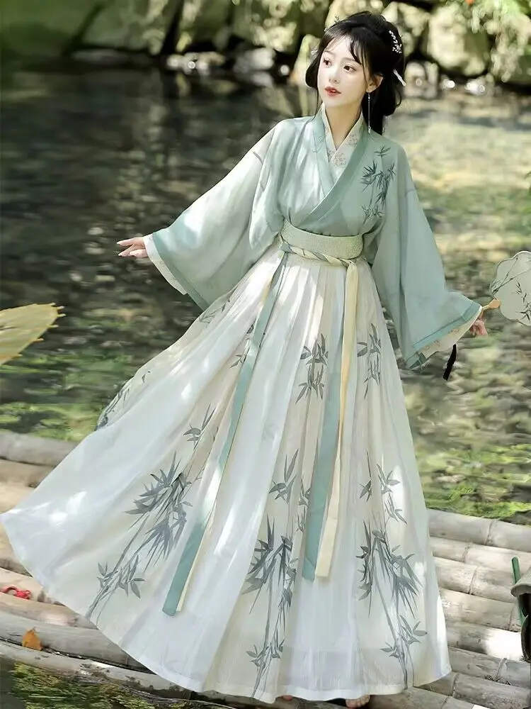 Hanfu Dress Women Ancient Chinese Hanfu Female Halloween Cosplay Costume 2023 Summer Dress Hanfu Green 3pcs Sets For Women