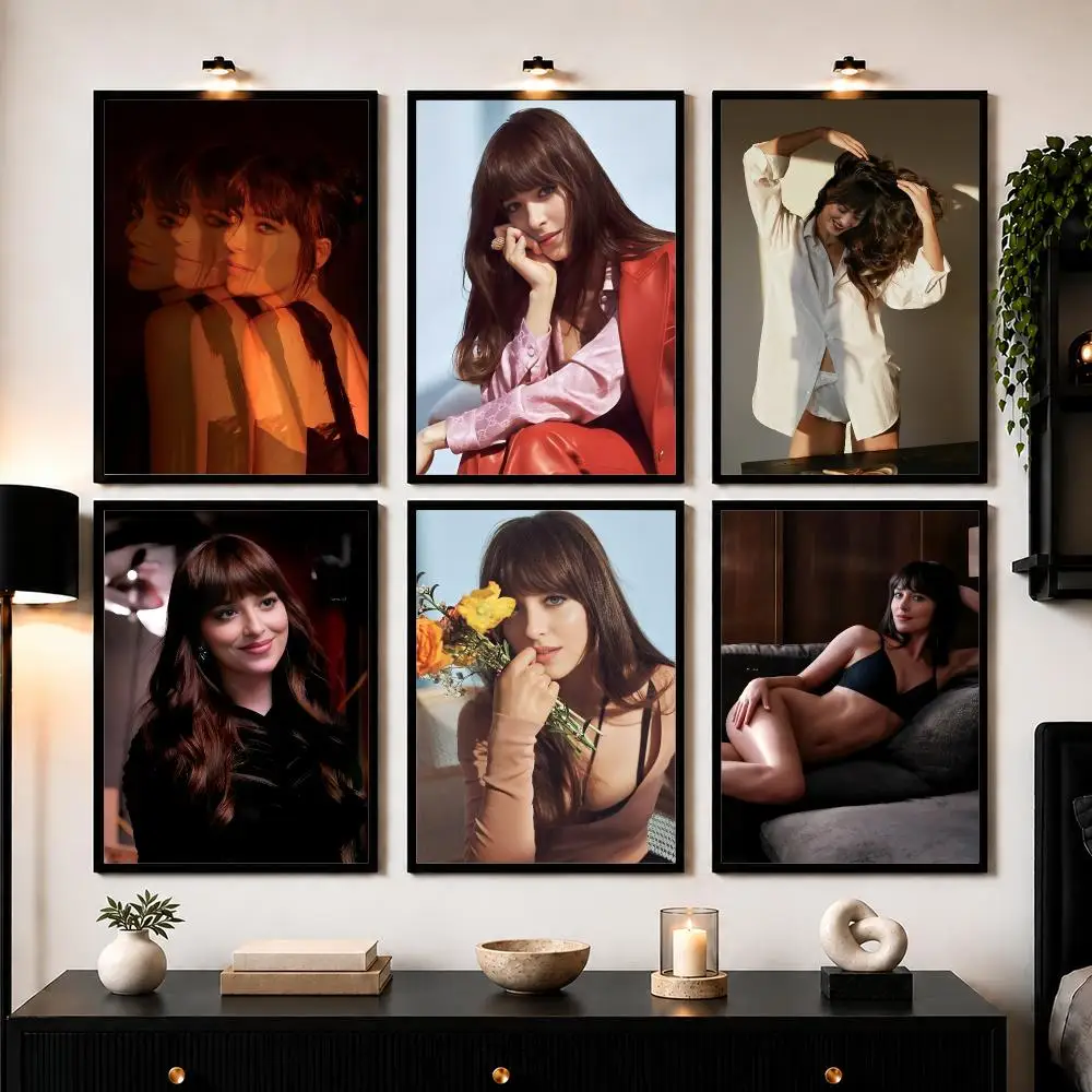 Movie Star D-Dakota Johnson Poster Wall Art Sticker For Living Room Bedroom Bar Home Decor Mural Painting Decoration