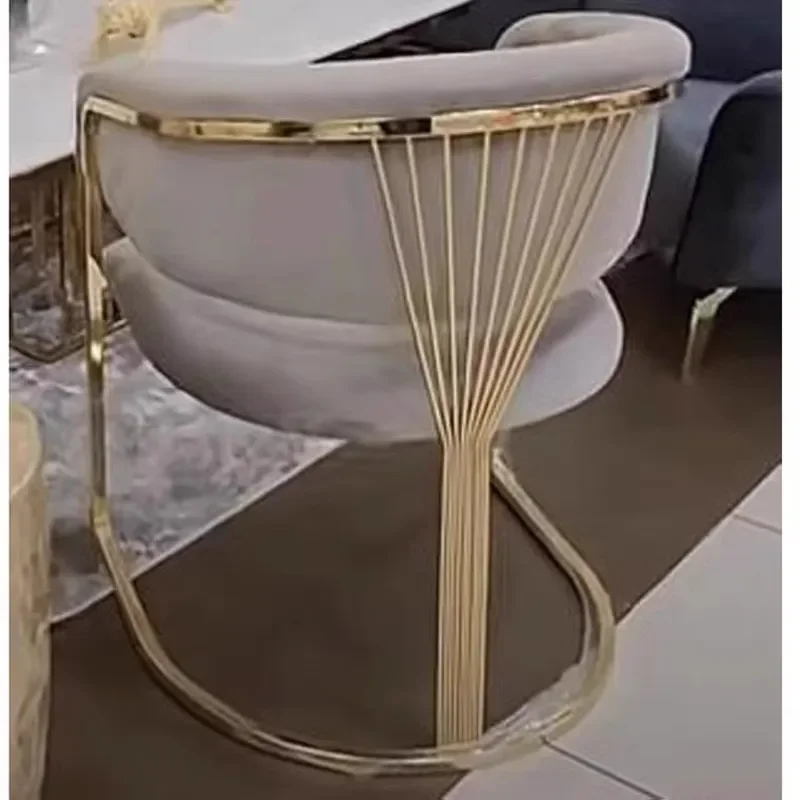 Stainless Steel Dining Chair for Household Nordic Light Luxury Creative Model Room Reception Simple Designer Tea Chair Master