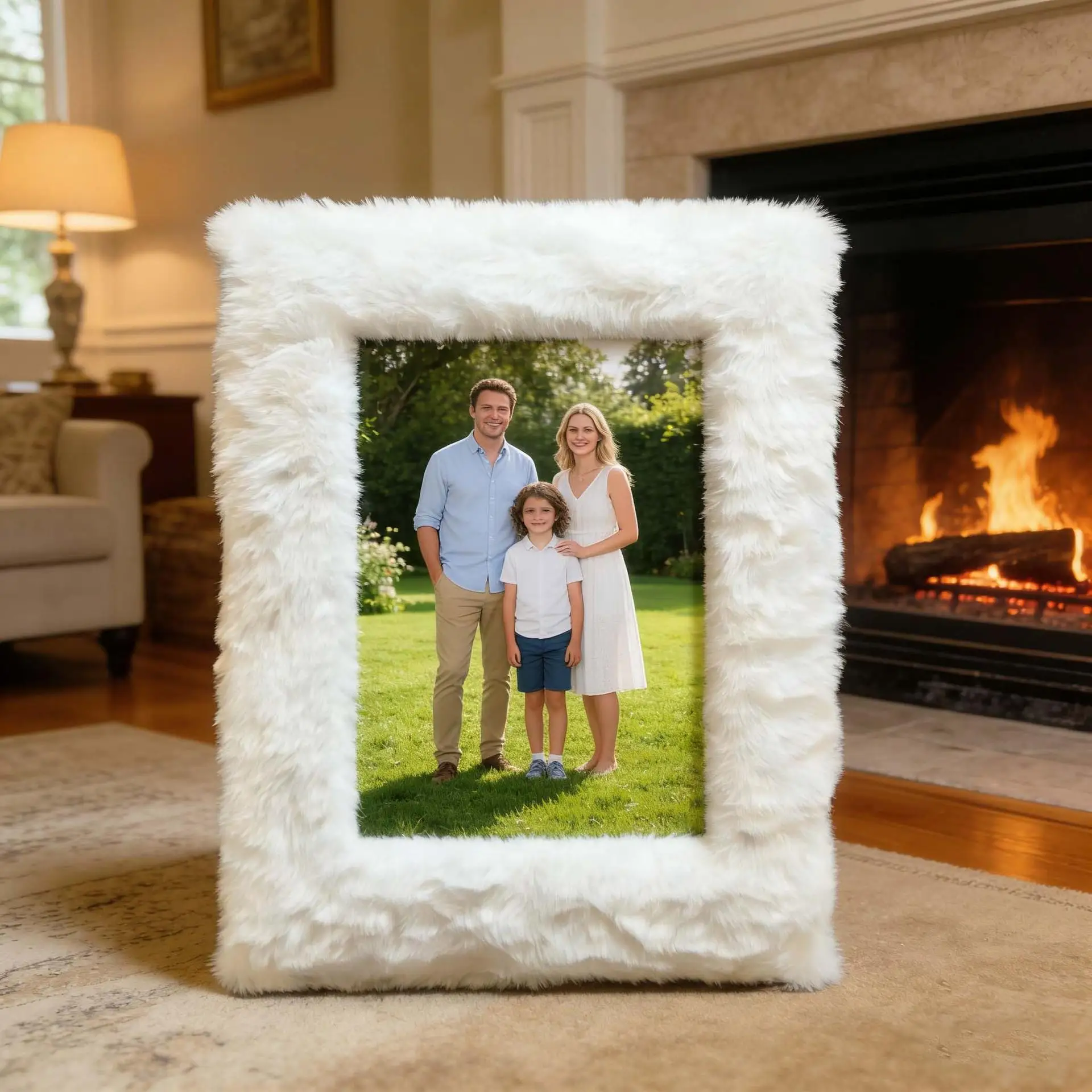 6/7/8 Inch White Plush Photo Frame Density Board - Imitation Rabbit Fur Picture Frame Fabric Photo Frame - Photo Holder
