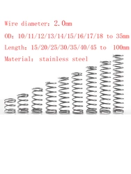 5pcs/Lot 2mm Stainless Steel Micro Small Compression Spring OD 10/11/12/13/14/15/16 to 35mm Length 15mm to 100mm