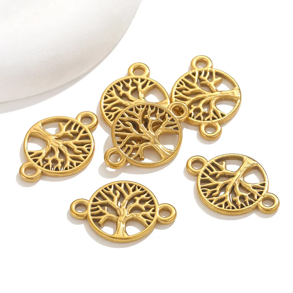 5pcs Stainless Steel Tree of Life Connectors Jewelry Finding Pendants For Bracelet Necklace DIY Earrings Connector Jewelry Charm