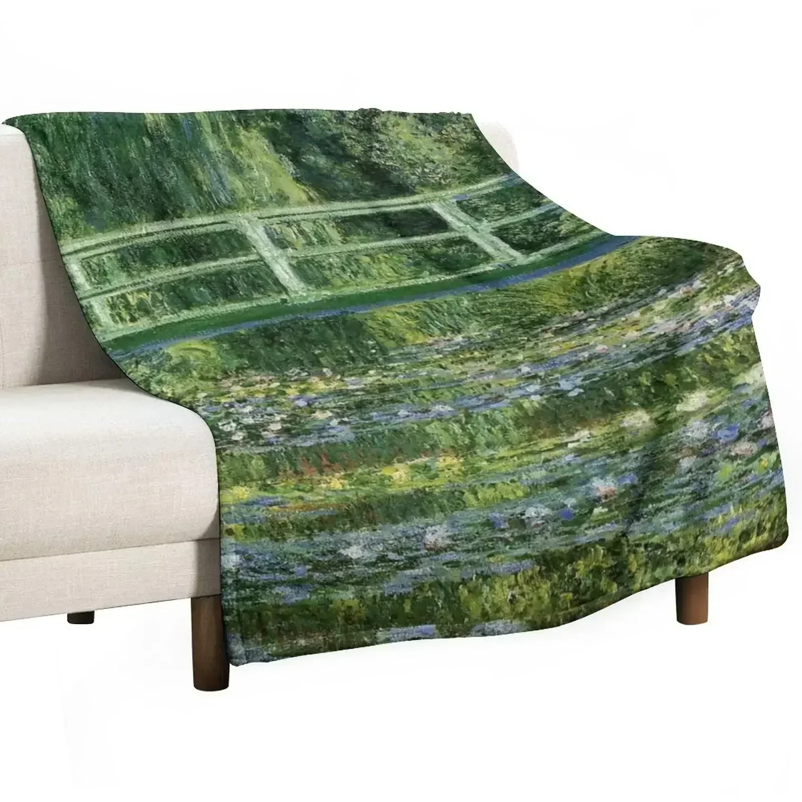 Abstract Bridge And Water Lilies Throw Blanket Kid'S manga Beautifuls Sofas Heavy Fashion Sofas Blankets