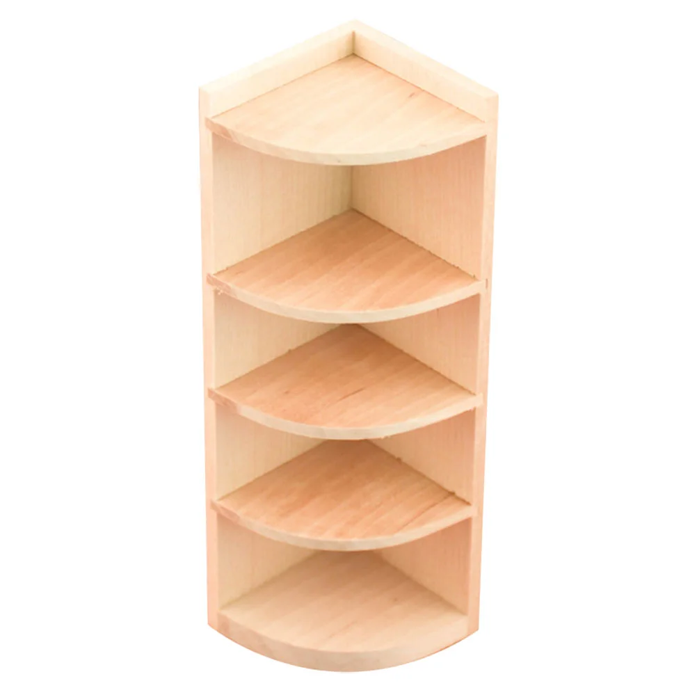 Mini Corner Cabinet Decor Rack Shelf Small Simulation Wooden Toy Miniature Child Kids Toys