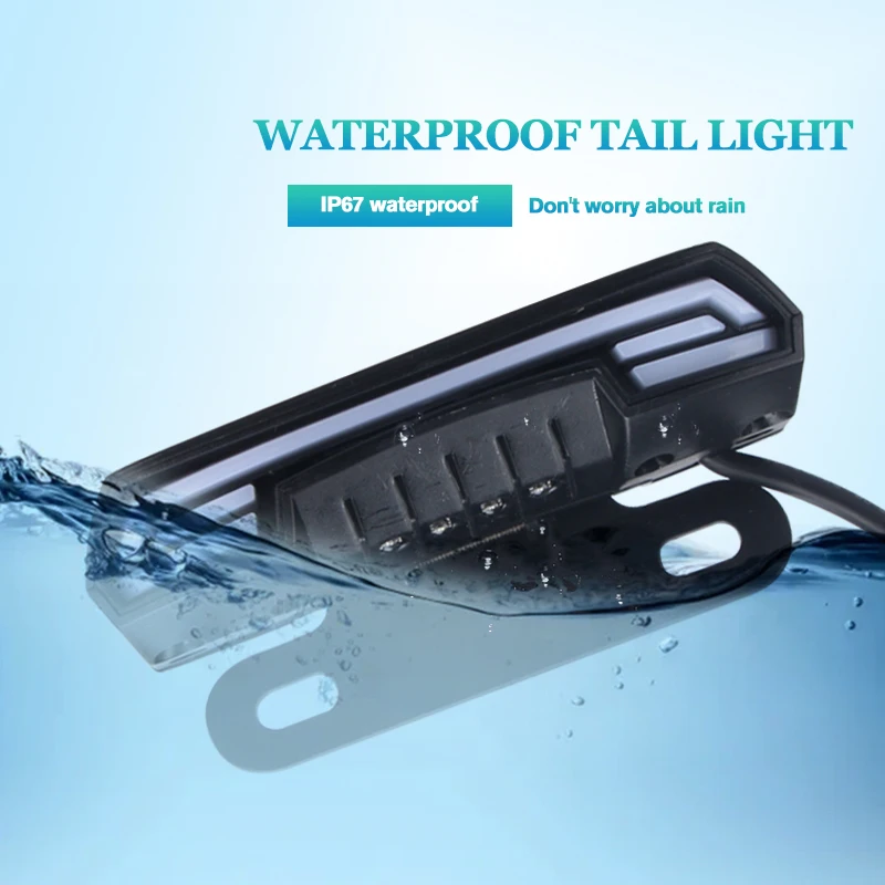 Waterproof Motorcycle Scooter License Plate Lights Tail Rear Brake Stop Double Flash Warning Turn Signal Lamps Dynamic