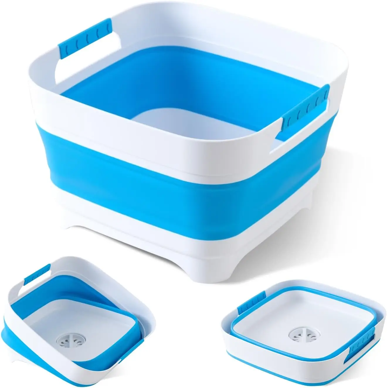

Collapsible Wash Basin for Baby Bottles - 2.4 Gal Portable Sink for RV Camping, Space-Saving Dish Tub (Blue)