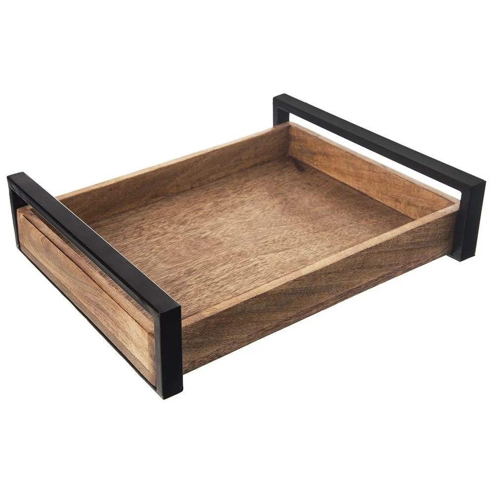 Plateau de service en bois avec MANGO Det35.5 x 27 cm