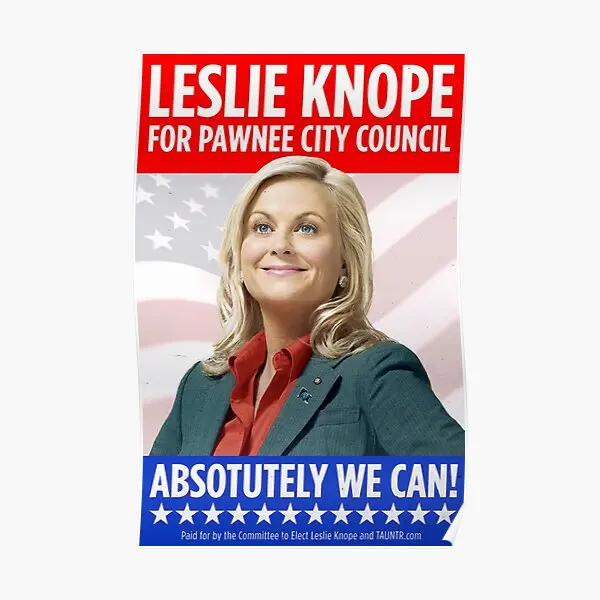 Leslie Knope For Pawnee City Council  Poster Home Decoration Vintage Mural Art Print Painting Picture Funny Room Wall No Frame