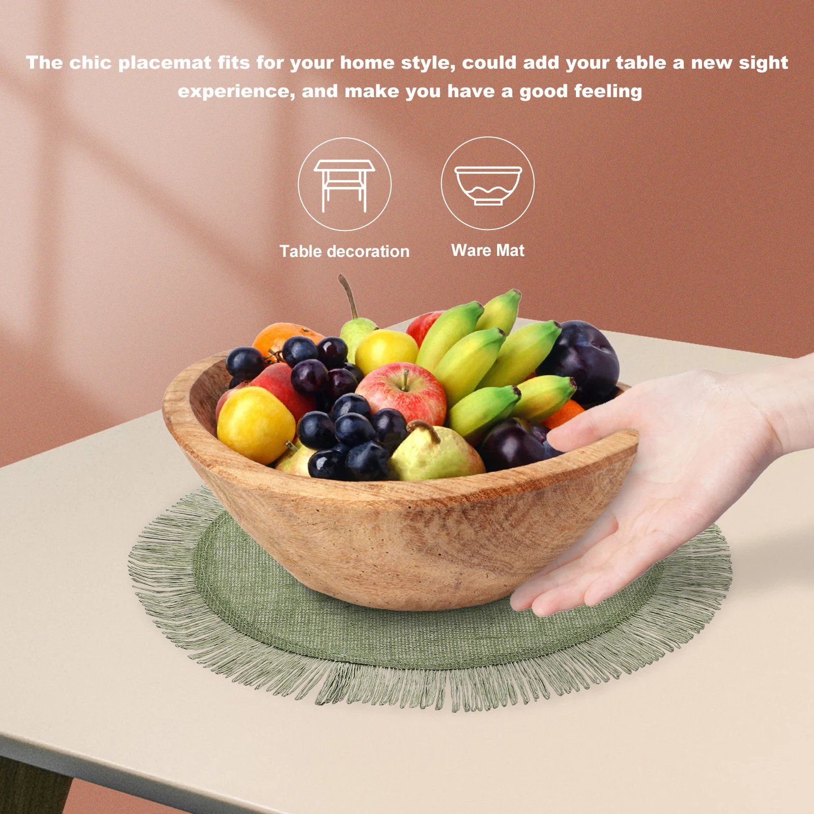 

2pcs Woven Placemat Round Heat-Resistant Tableware Pad For Home Café Restaurant Insulated Mat Anti-Scalding Bowl Cup Coaster