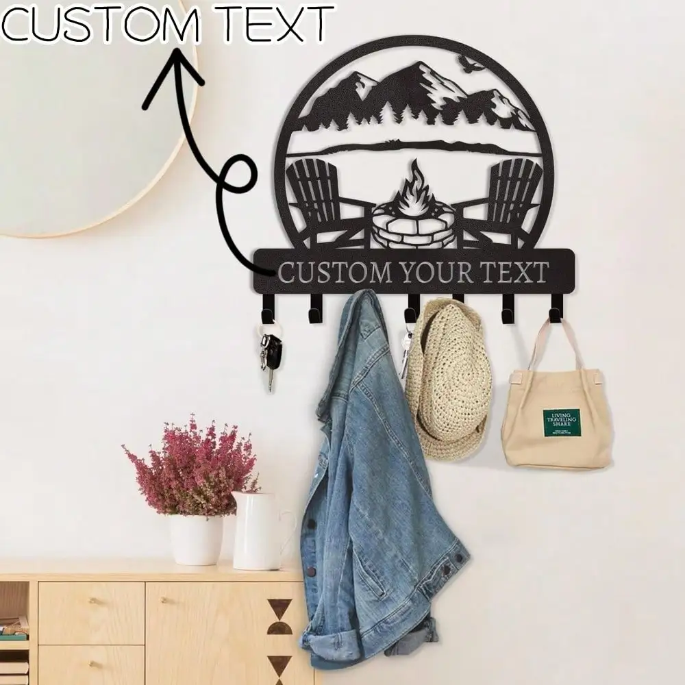 

Metal Camping Coat Hooks Rustic Wall Mounted Rack For Entryway Kitchen Valentine's Day Gift