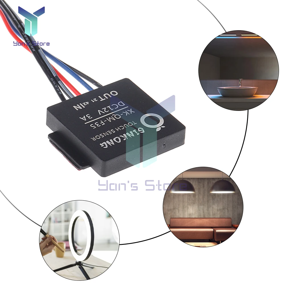 DC 12V 3A Touch Sensing Switch Sensor Bathroom Mirror Switch LED Light Mirror Headlight Dual Color Temperature Stepless Dimming