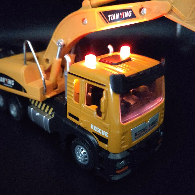 Legering Simulatie Techniek Auto Graafmachine Geluid Licht Pull-Back Automodel Kinderspeelgoed Cadeau B324