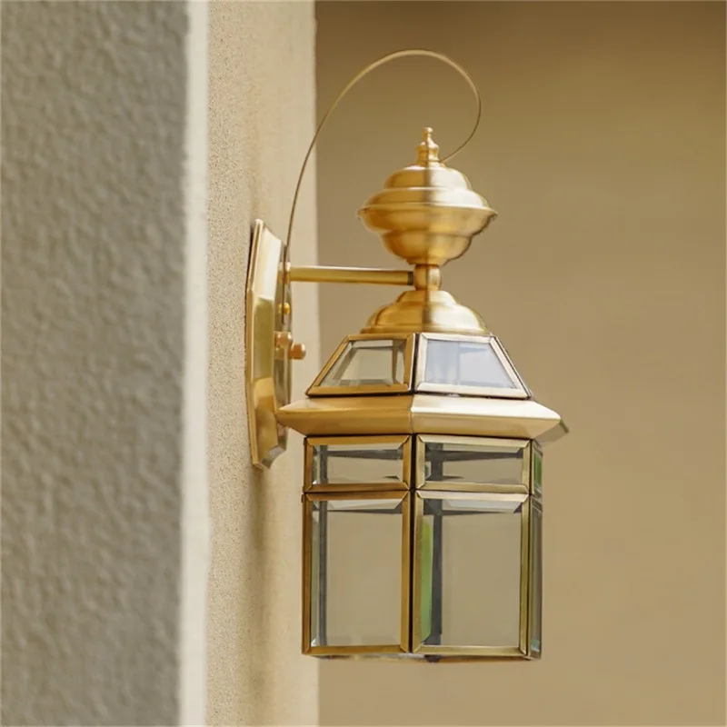 RONIN Retro Outdoor Brass Wall Lamp Waterproof IP65 Sconces LED Light for Home Porch Courtyard