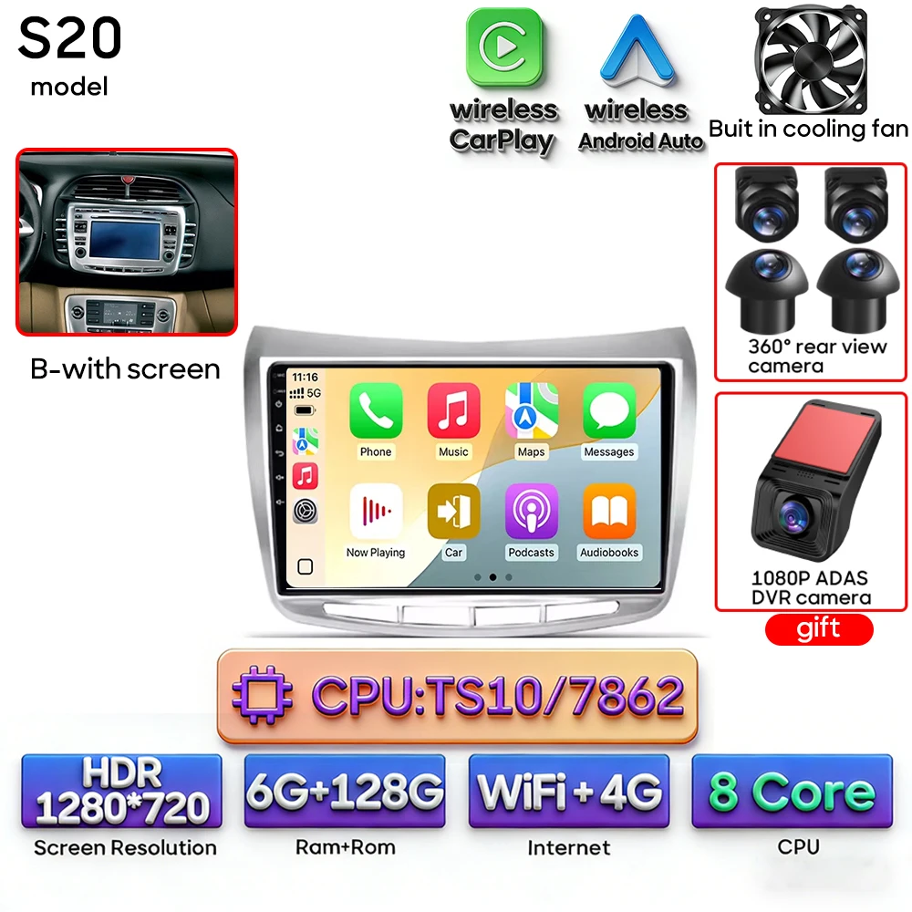 Android 15 autoradio multimediaspeler draadloze Carplay stereo voor Lancia Delta 2009 - 2019 navigatie GPS 2din DSP Wifi