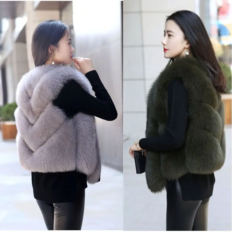 2024 New Slim Women's Fur Coat Fashionable Fur Vest Short Jacket Autumn and Winter