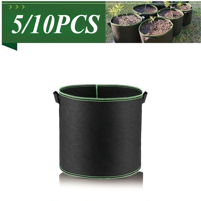 5-10 Uds. Bolsas de cultivo no tejidas, macetas de tela de aireación con asas, maceta para flores, bolsas para cultivo de vegetales/flores/plantas de 2/3/5/7/10 galones