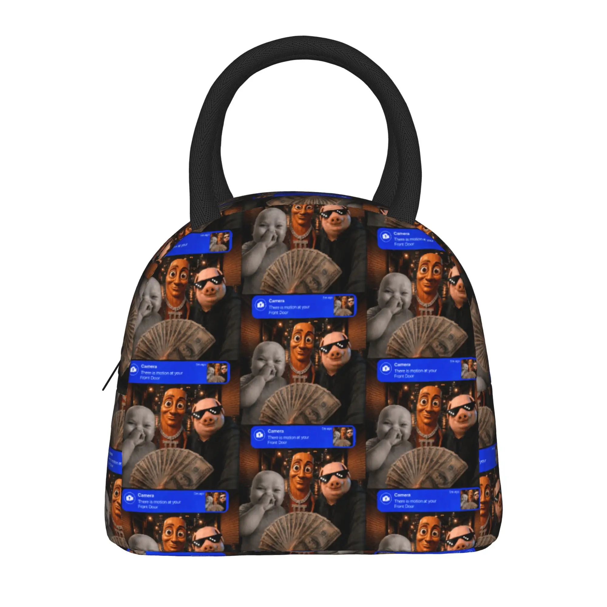 Motion at Your Front Door Tung Sahur John Pork Ai Baby Meme Lunch Bag For Child  Graphic Design Lunch Box Fun Picnic Cooler Bag