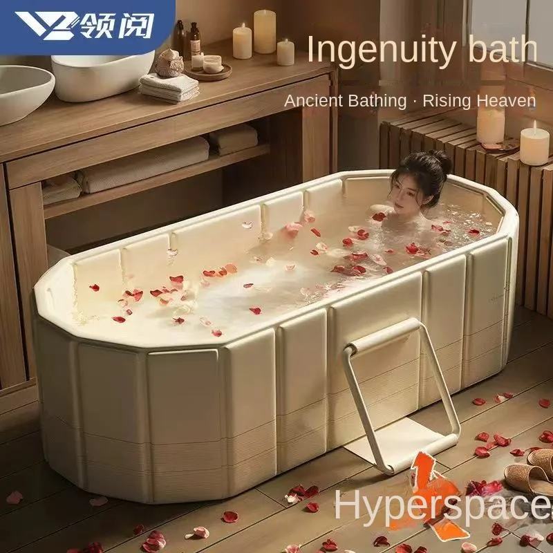 

Foldable Portable Hot Tub Large Collapsible Ice Bath Tub Dual Drainage Design Cold Plunge Tub Bathtubs for Hot Bath and Ice Bath