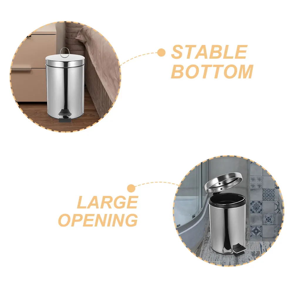 

Recycling Pedal Trash Can Garbage Cans Rubbish Bin Trashcan Silver 410 Stainless Steel Indoor Office