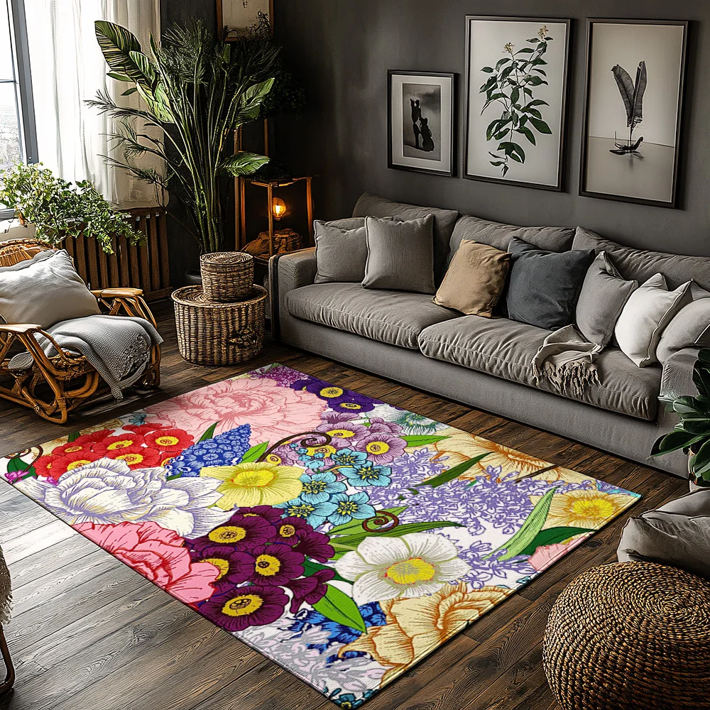 

Цветочный коврик для дома и улицы, моющийся коврик, приветственный коврик, садовый цветочный узор, домашний декор, напольный коврик для прихожей, нескользящий кухонный коврик