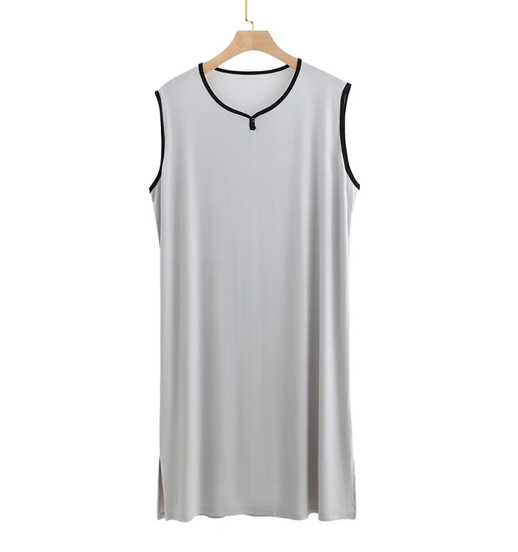 

Men's Summer Spwear Modal Long Svel Robe Casual Home Clothes V-ne Mid-length Gown for Surgery Recovery Mid-aged Men