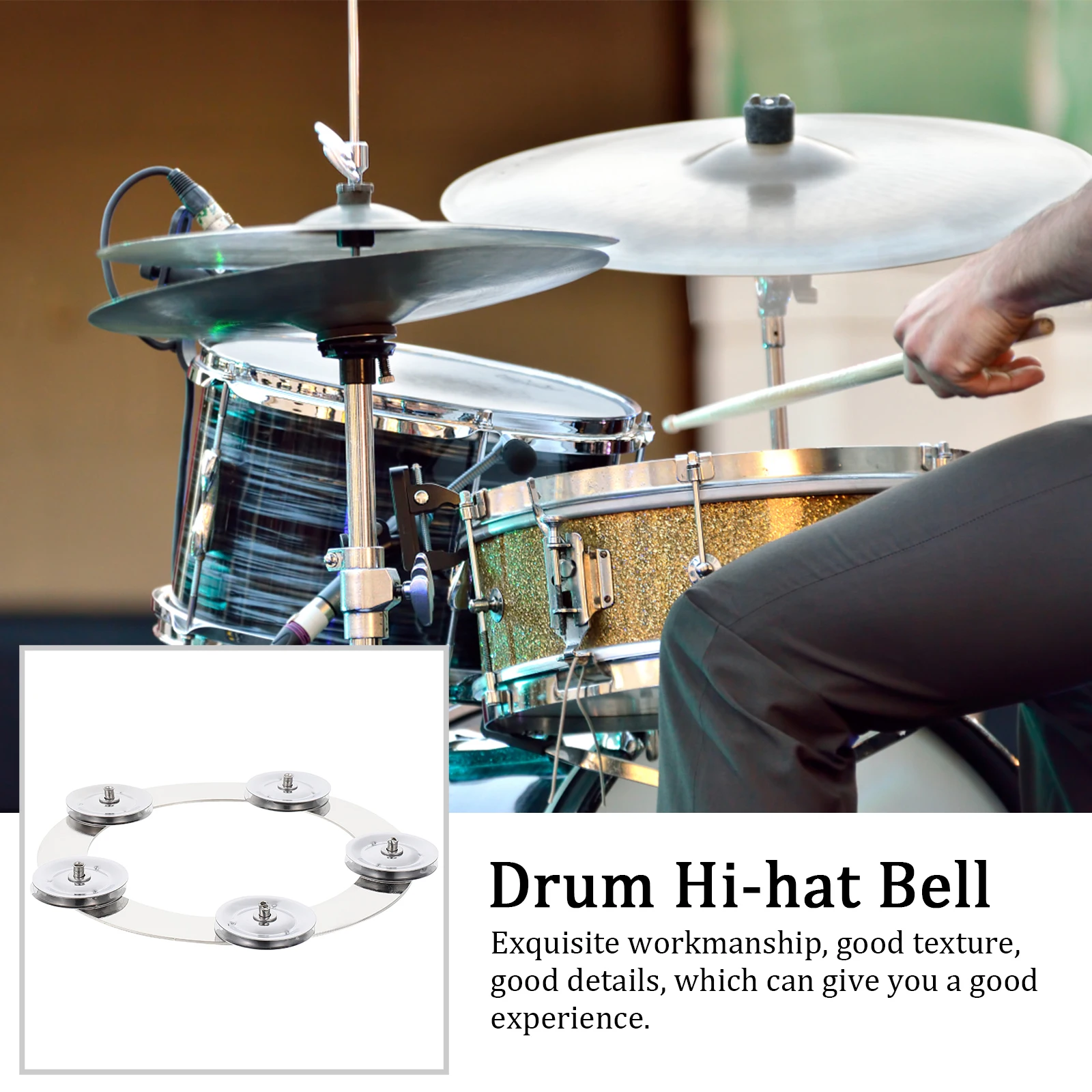 

Heavy-Duty -hat Bell Stainless Steel Drum Cymbal Unique Sound Practical Drum Accessory for Musicians