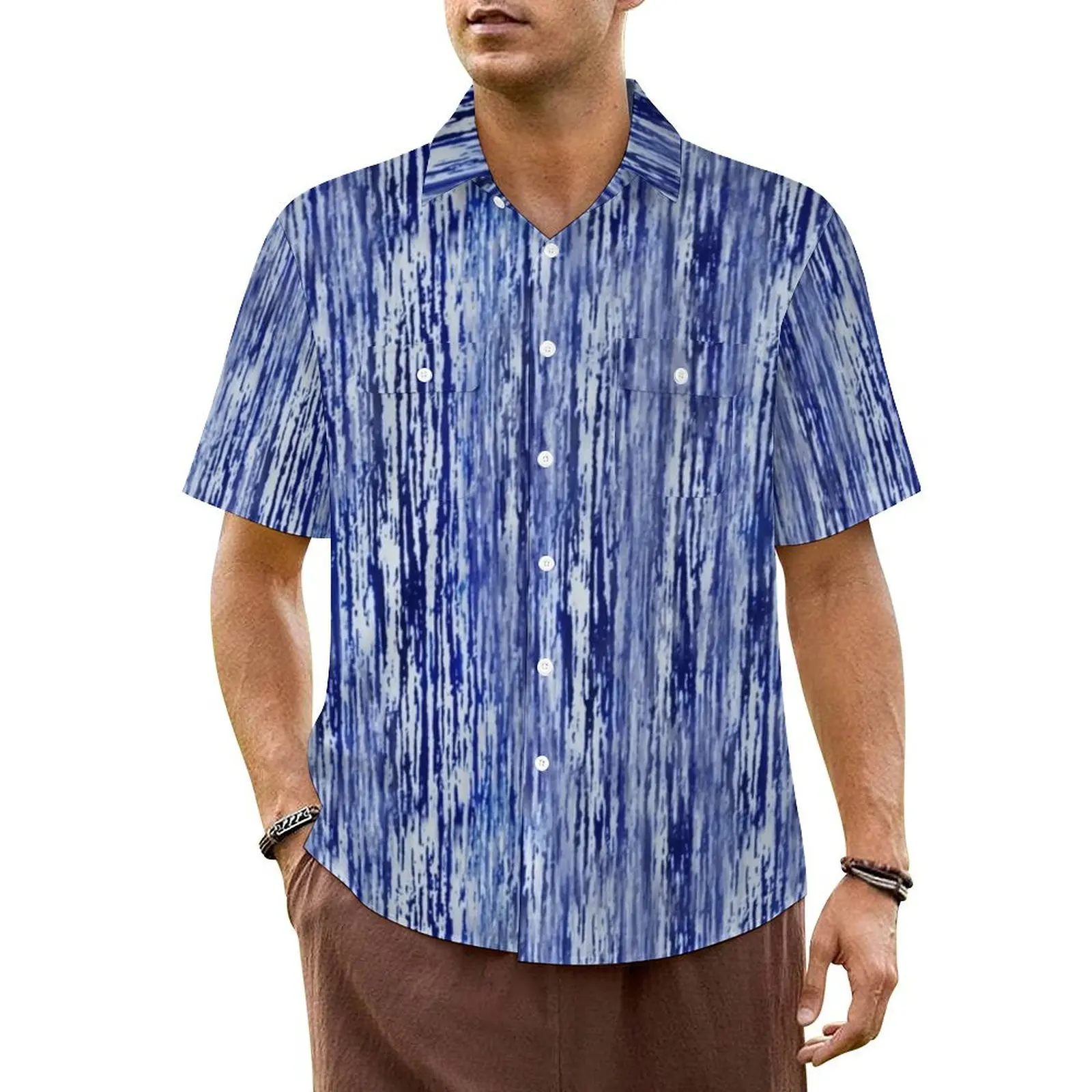 

Blue Tie Dye Beach Shirt Man Hippy Print Elegant Casual Shirts Hawaiian Short Sleeve Comfortable Custom Plus Size Blouses Gift