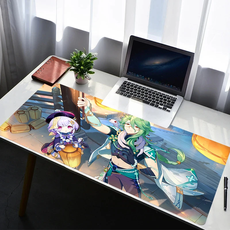 Mouse Pad Laptop Non Slip Extended Desktop Mouse Mat PC Anime HD Keyboard Pad G-genshin Impact Qiqi Gaming Accessories Mousepad