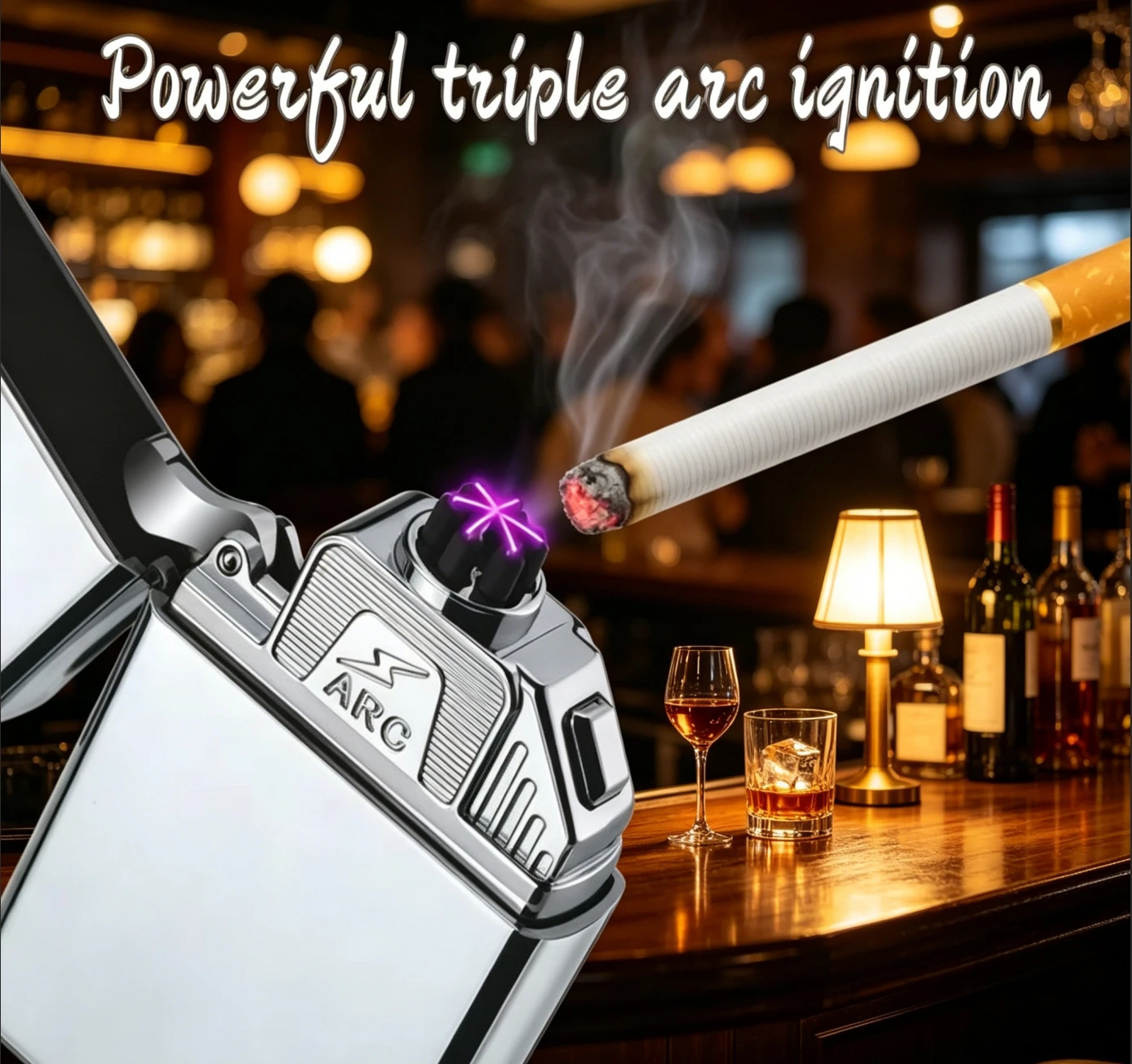 Portable Metal Intelligent Arc Pulse Electronic Cigarette Lighter Plasma USB Charging Windproof Lighter Cigarette Accessories