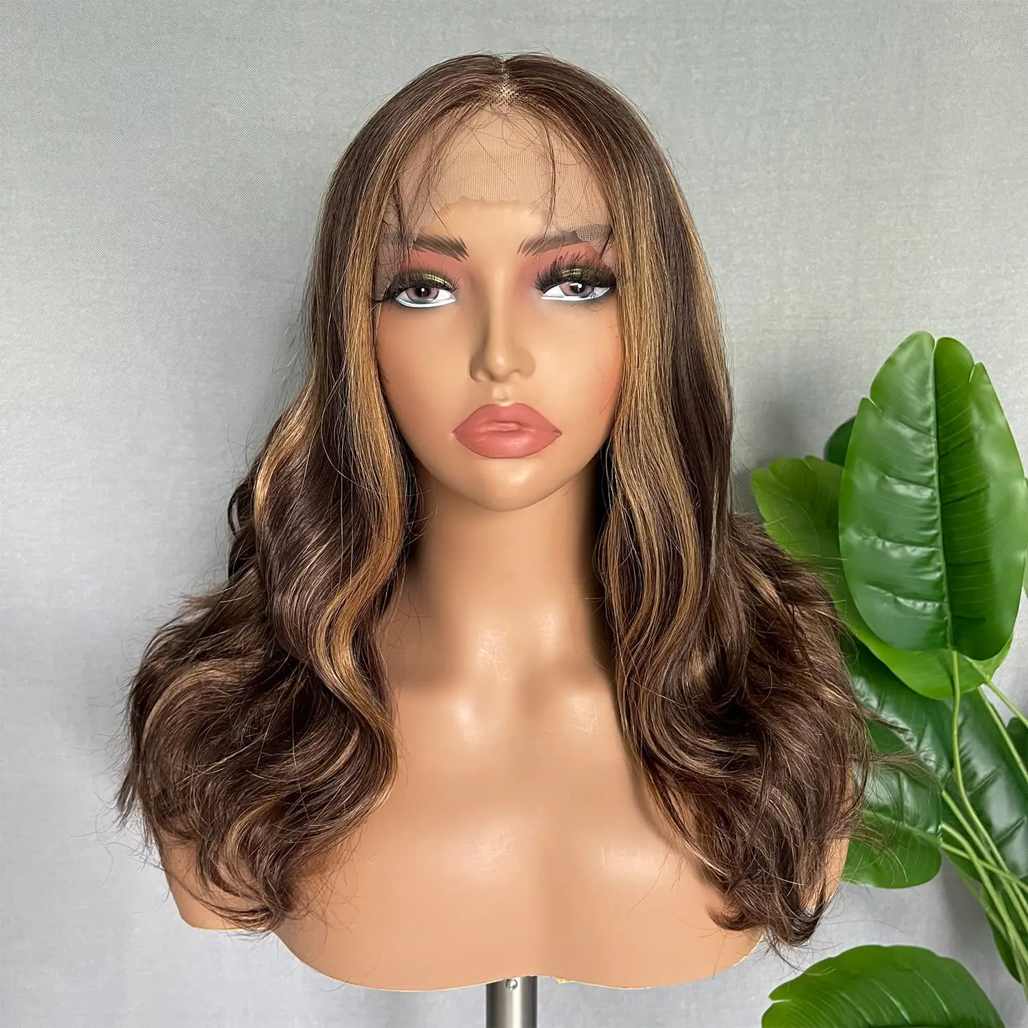 

SOKU Body Wave Synthetic Lace Front Wig For Black Women 26 Inch Dark Brown Middle Part Lace Wigs Pre Plucked with Baby Hair