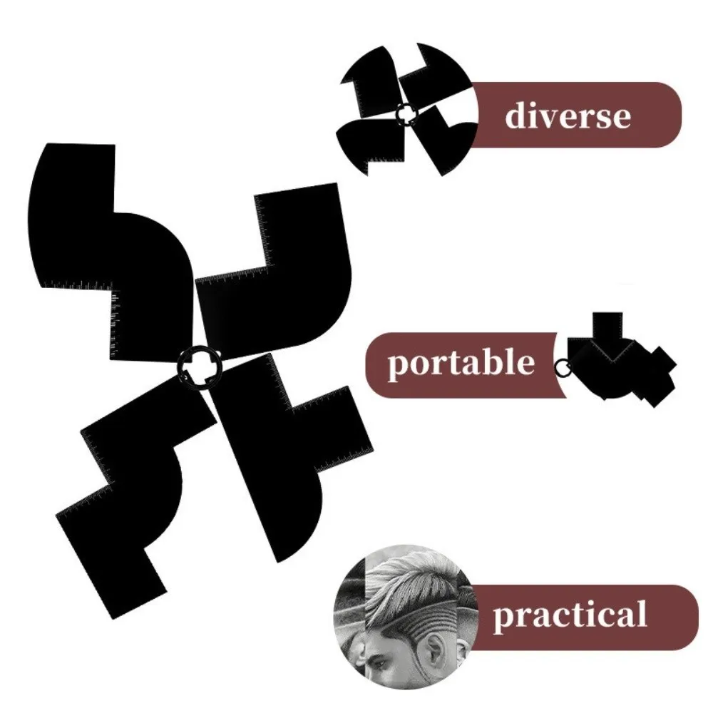 

4Pcs Lineup Guide Hairline Enhancement Card Professional Shape Up Beard Shaping Tool Precision graduated scale