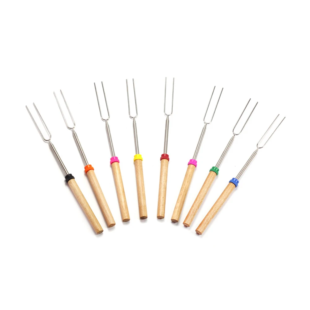 

1 pc Stainless Steel Fork Hot Dog Roasting Marshmallow Stick Sausage Stainless Steel Fork Skewer Extendable Camping BBQ Tool