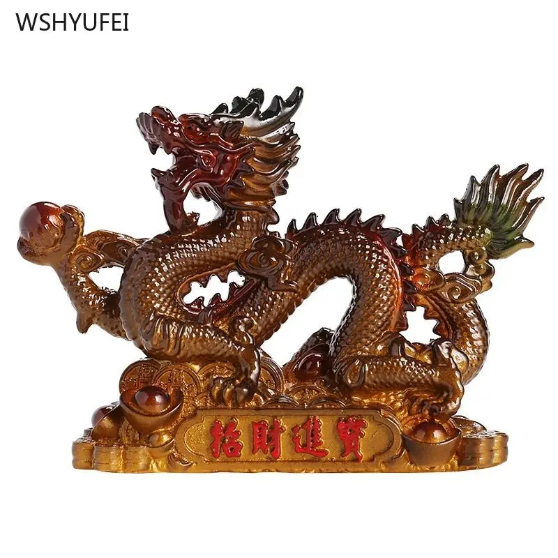 resin Discoloration Zodiac Dragon Ornament Crafts living room Bookcase Office decoration Housewarming gift Tea set accessories