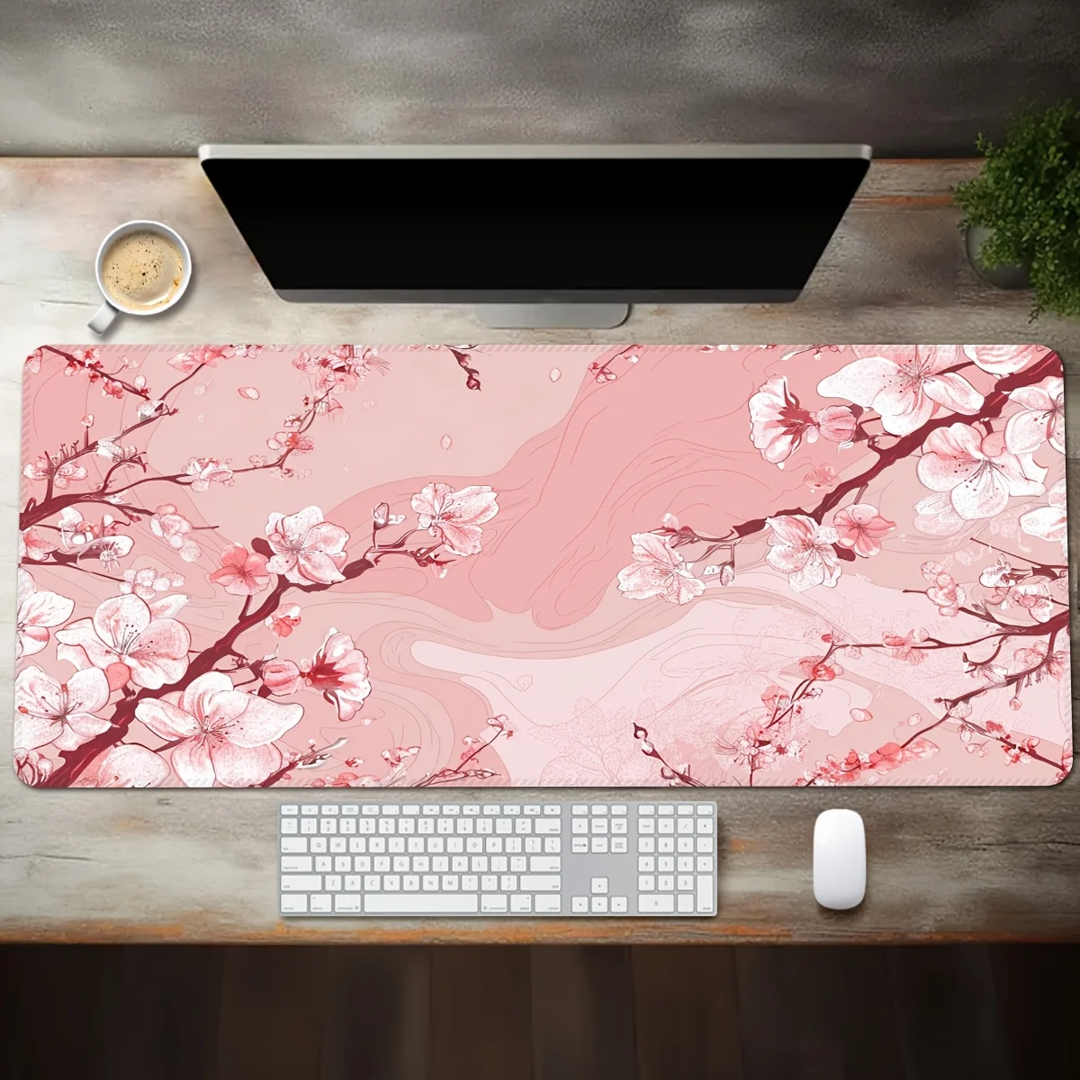 

Peach Blossom Design XXL Gaming Mouse Pad, Anti-Slip Rubber Table Pad, Stitched Edge, Suitable for Daily Office Use and E-Sports