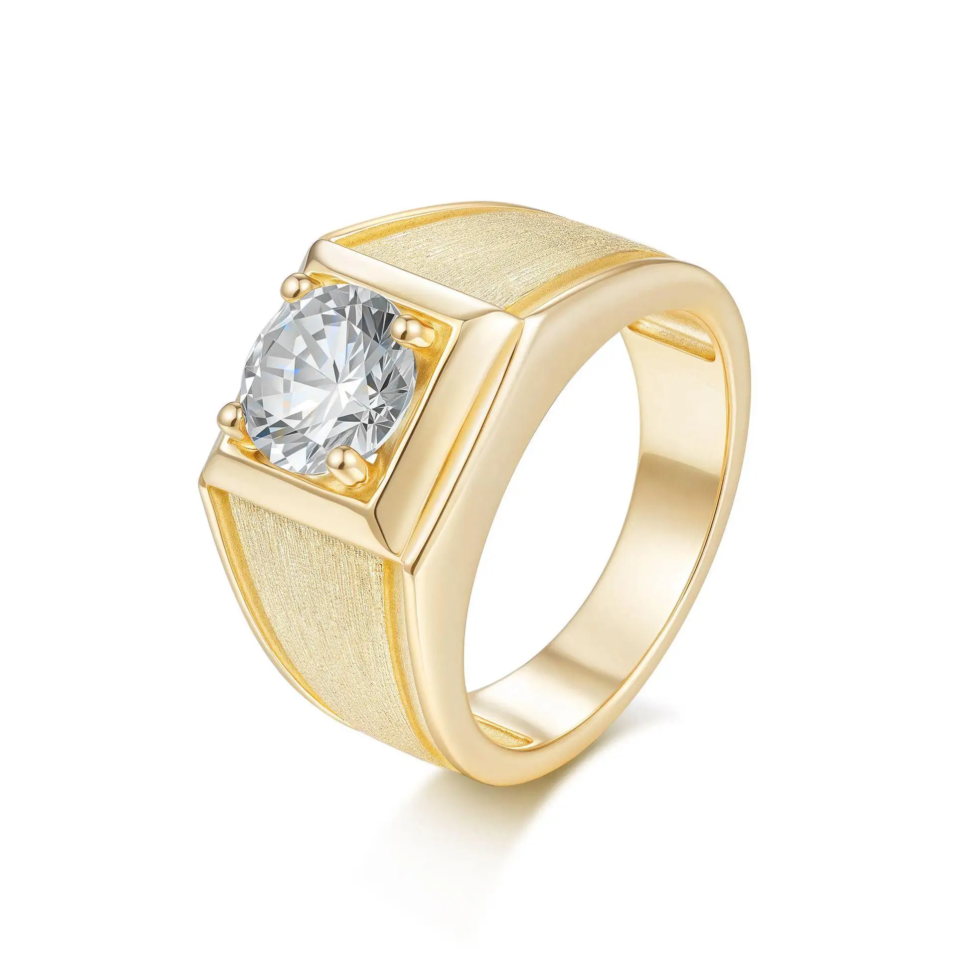 

Luxurious 14K Gold Moissanite Ring Brushed Platinum Pt950 Luxury for Men Wedding Fine Jewelry Gift