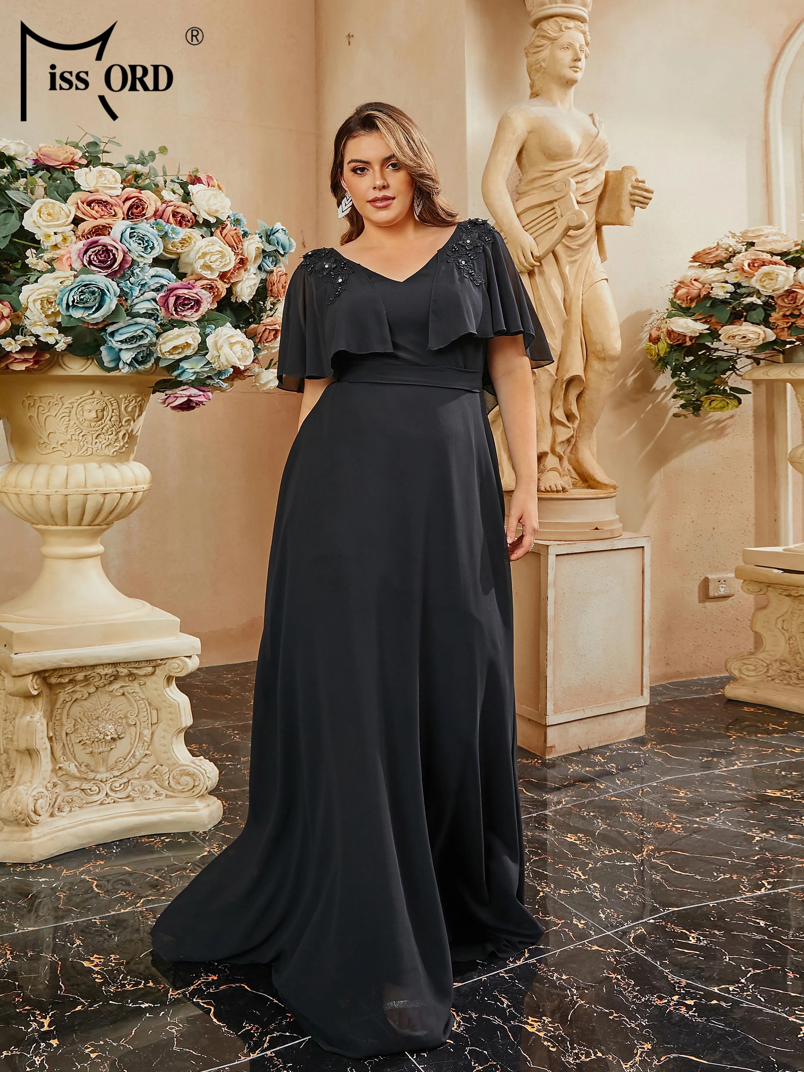 Missord Plus Size Elegant Party Dresses For Women 2023 V-Neck A-Line Prom Formal Occasion Dresses