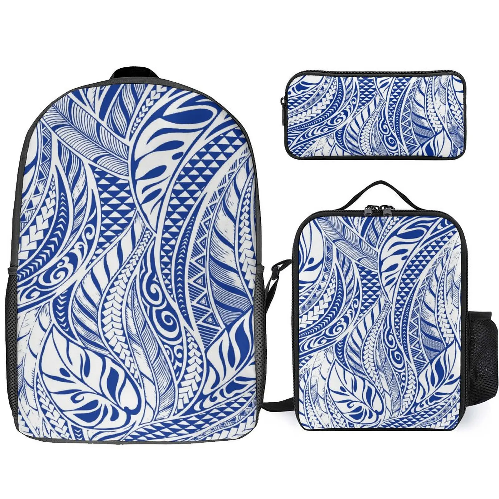 

Three-Piece Set Fashionable Pen Case Backpack Polynesian Classic Custom Large-Capacity Design Casual Schoolbag Portable Lunch Ba