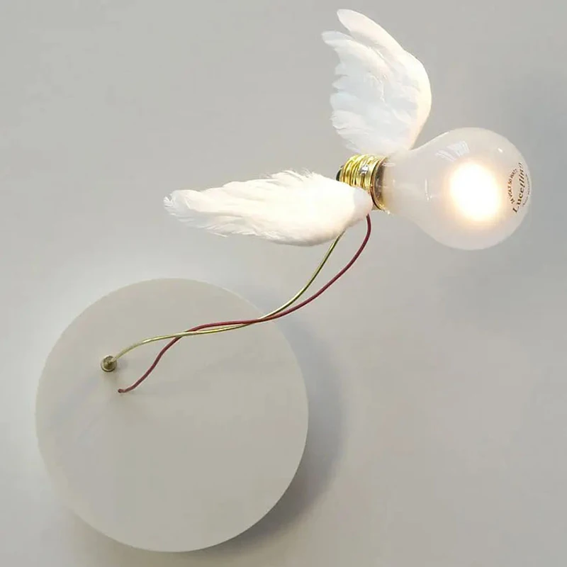 Creative Art Angel Wings Bird Feather Wall Lamp Bedroom Living Room Table Lamp