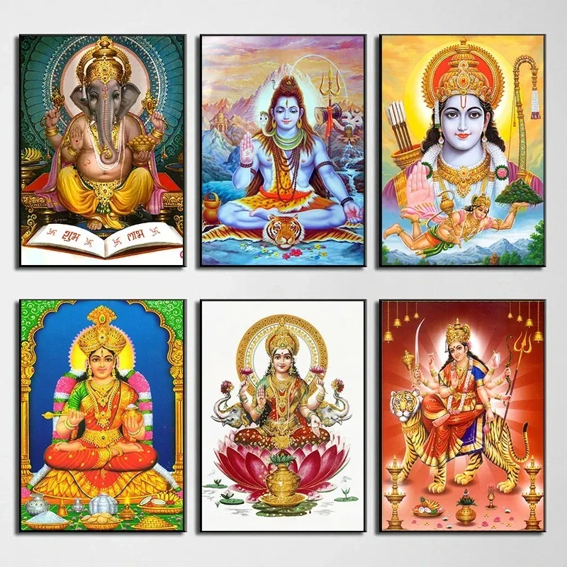 Hindu Durga Goddess Power Vintage Posters and Prints Canvas Printing Religion Wall Art Picture for Living Room Home Decoration