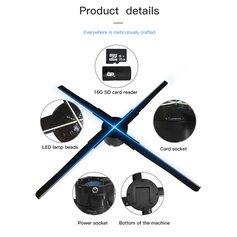 Imagem -04 - Projetor 3d Holográfico Rotary Imaging Fan Screen Display Led Screenless Máquina de Publicidade Estéreo