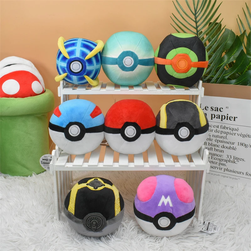 Kawaii Pokemon Poké Master Ball Soft Plush Toys Cute Anime Great Ultra Dusk Ball Stuffed Animals Peluche Dolls Birthday Gifts