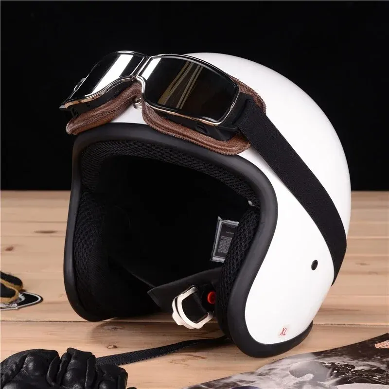 Occhiali da moto occhiali da sole per casco da moto antivento occhiali da sole accessori per moto retrò in pelle pieghevole universale retrò