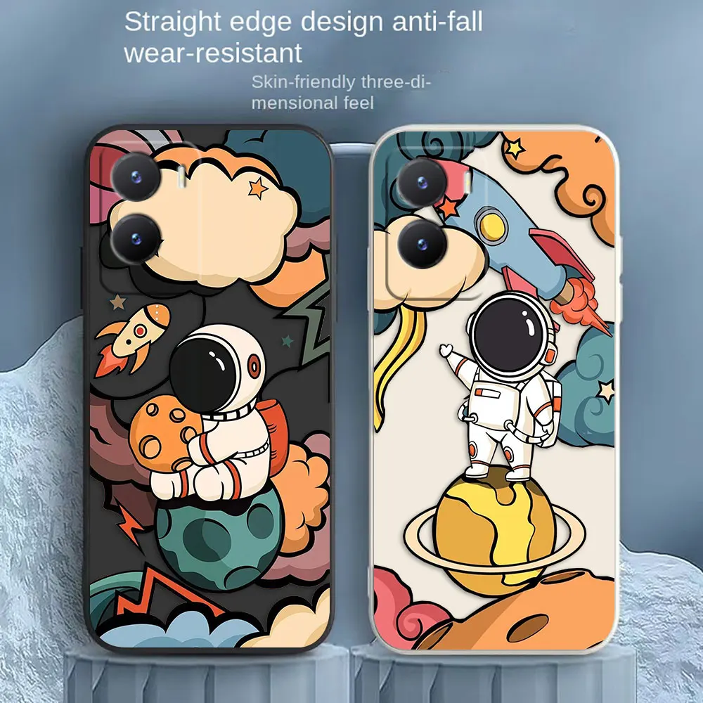 Cartoon Space Rocket Astronaut Phone Case For VIVO Z1 Y20 Y21 Y22S Y31 Y55 Y35 Y51 Y51S Y53S Y72 Y75 Y76 Y77 Y81 Y85 Y93 Case