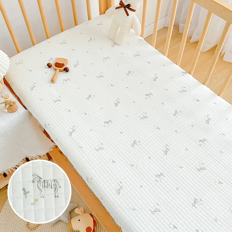 Newborn Cotton Bed Cover Soft Skin-friendly Breathable Baby Sleep Warm Sheets Non-slip Elastic Bed Mat Protector Baby Bedding