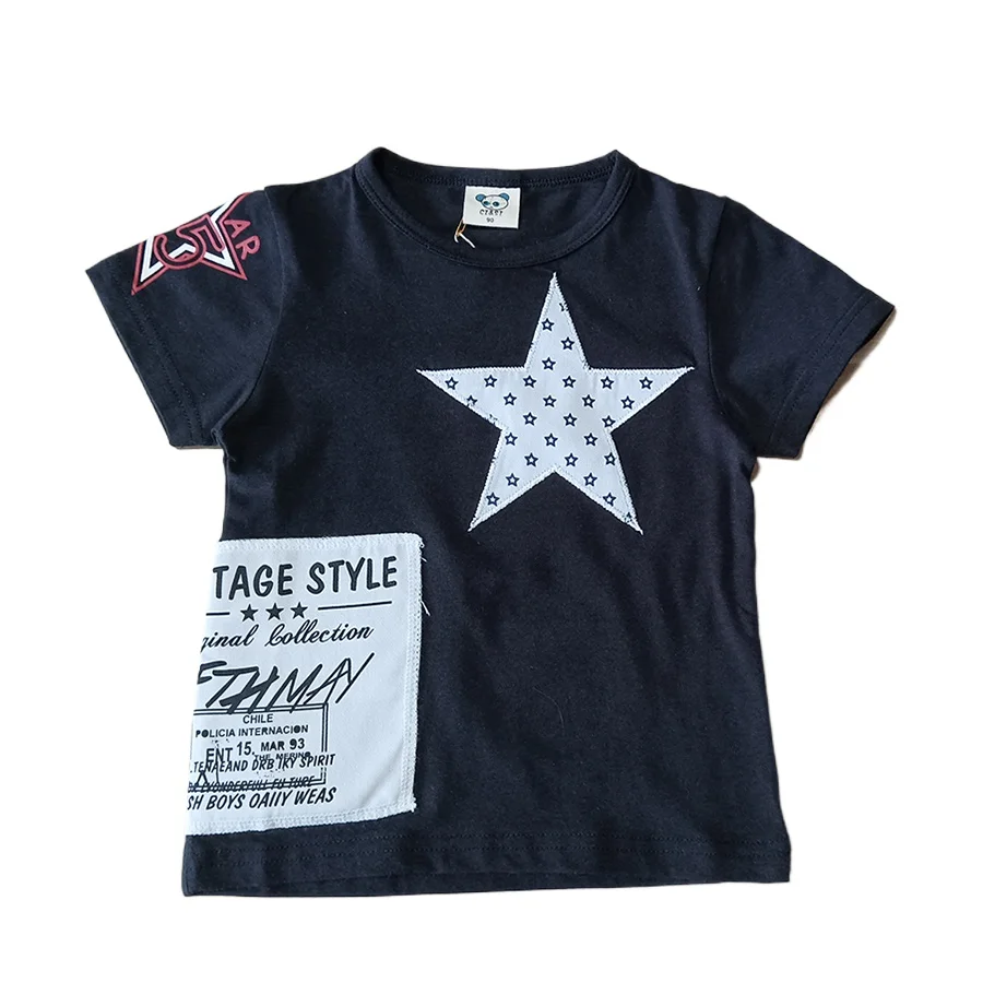 

Kids t-shirt summer new letter boys clothes top short sleeve star printing