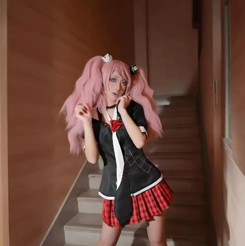 Juego de Anime Danganronpa، disfraz de Cosplay، الزي الرسمي Enoshima Junko، ropa de trabajo de Cafe، Falda corta، tocado de Monokum