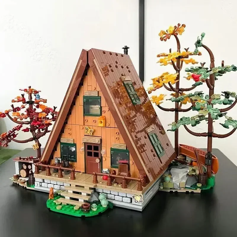2082pcs A-shaped Outdoors Forest Cabin City Street View Building Block Toy Adult Kids Birthday Gifts Compatible 21338