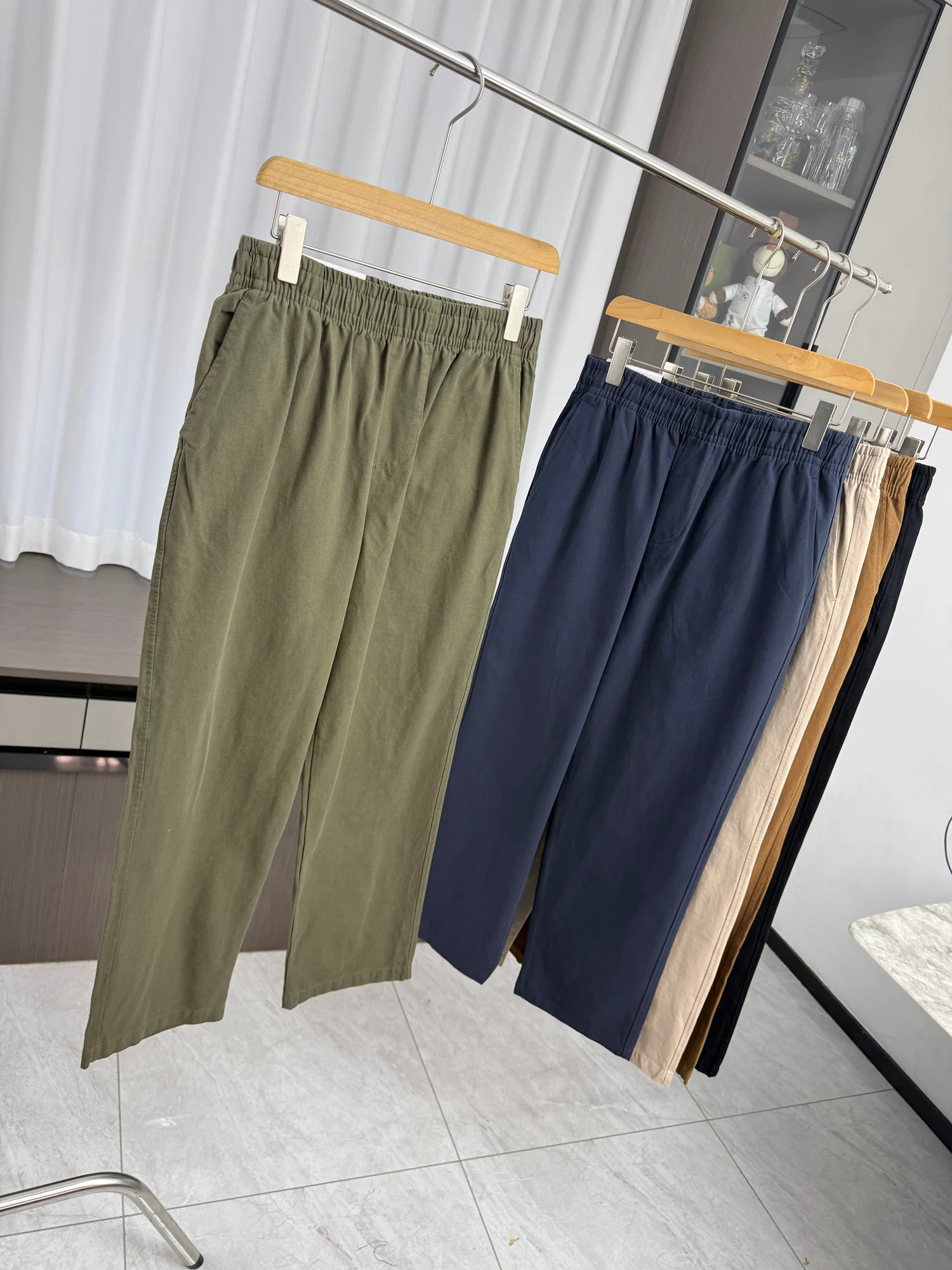 Comfortable Breathable Men's Casual Pants Elastic Waist Vintage Versatile Spring Summer Straight Leg Nine-Tenths Trendy